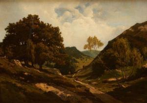 BEAULIEU Emile F. 1850-1870,Promeneurs dans un paysage valloné,1923,Horta BE 2023-01-23