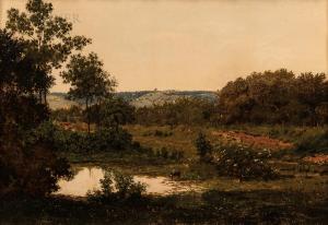 BEAULIEU Emile Faure 1850-1870,Tranquil Landscape,1859,Skinner US 2021-01-22