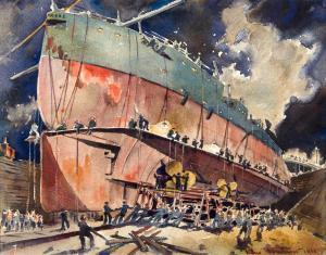 BEAUMONT Arthur Edwaine 1890-1978,Dry Dock - U.S.S. 
Arkansas,1933,Bonhams GB 2013-06-05