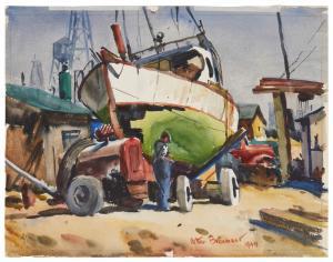 BEAUMONT Arthur Edwaine 1890-1978,Long Beach Shipyards,1944,John Moran Auctioneers US 2023-05-09