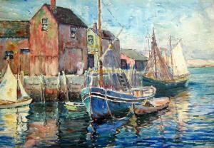 BEAUMONT Ernest 1871-1933,Fish Boats in Harbour,Westbridge CA 2020-08-08