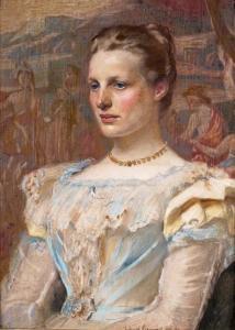 BEAUMONT Frederick 1800-1900,Portrait of a lady,1899,Woolley & Wallis GB 2013-06-05