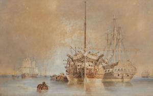 BEAUMONT W.H 1833-1850,SHIPPING AT ANCHOR IN THE MEDWAY,1841,Mellors & Kirk GB 2018-11-29