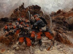 BEAUQUESNE Wilfrid Constant 1847-1913,French Soldiers in Retreat,1895,William Doyle US 2023-10-19