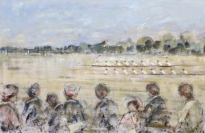 BEAUVAIS Walter John,Figures watching the Oxford and Cambridge boat rac,1973,Gorringes 2024-01-15