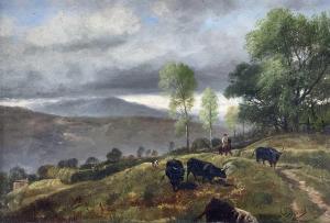 BEAVIS Richard,cattle on Welsh mountainside with horse and rider,Rogers Jones & Co 2022-11-19