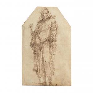 BECCAFUMI IL MECARINO Domenico 1486-1551,Un saint debout tenant une croix en ,Cornette de Saint Cyr 2023-06-22