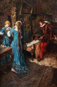 BECHER Arthur Ernst 1877-1960,Courtier Watching Woman at Mirror,1908,Hindman US 2021-12-13