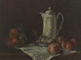 Becher Magnus,Still life with fruit and porcelain tea service,1897,Aspire Auction 2017-12-09