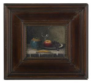 BECHT Maria Johanna W.,Still Life of Fruit, Wine Glass and Pottery,New Orleans Auction 2020-08-29