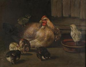 BECHTEL David B. 1895-1960,Chicken with Baby Chicks,Gray's Auctioneers US 2009-09-19