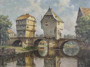 BECHTER August 1890-1965,Blick auf die Brückenhäuser in Bad Kreuznach,1960,DAWO Auktionen 2016-12-02