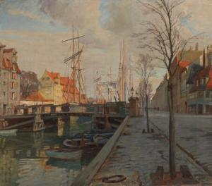 BECK Christian Frederick,Christianshavns Kanal ved Snorrebro,1912,Bruun Rasmussen 2021-03-15