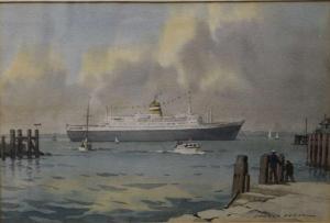 BECK STUART 1903-2000,Statendam Anchored off Yarmouth Isle of Wigh,1998,Rowley Fine Art Auctioneers 2019-07-27