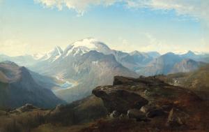 BECKER August 1822-1887,A Mountain Landscape,1863,Palais Dorotheum AT 2022-02-22