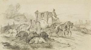 BECKER August 1822-1887,Carriage Ride on a Country Road,Lempertz DE 2015-03-18
