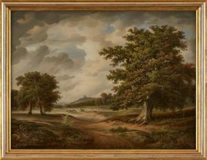 BECKER August 1822-1887,Weite Landschaft mit alter Eiche,1870,Dobritz DE 2021-04-24