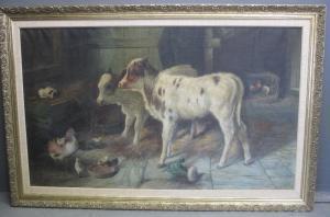 BECKER 1900-1900,Calves and chickens in a barn,Peter Francis GB 2019-06-19