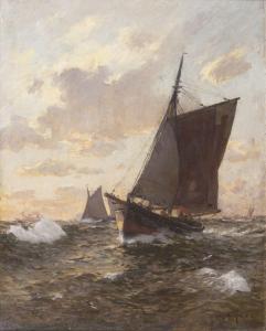 BECKER Carl Ludwig Fried 1820-1900,Fishing Boats,1892,Stahl DE 2021-02-26