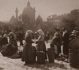 BECKER Fritz Adolf 1873,Gemüsemarkt bei der Karlskirche,Palais Dorotheum AT 2009-04-16