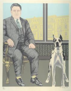 BECKER Harald 1940,Man & His Dog,1973,Ewbank Auctions GB 2016-02-25