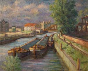 BECKER K 1900-1900,Barges along a river,20th century,Rosebery's GB 2018-06-02