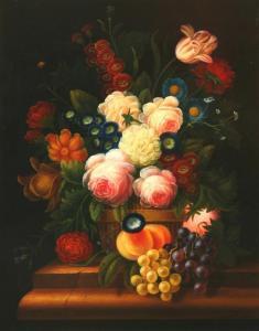 BECKER Lawrence 1930-2004,STILL LIFE OF MIXED FLOWERS AND FRUIT,Sloans & Kenyon US 2009-04-24