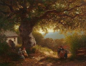 BECKER Ludwig Hugo 1833-1868,Landscape with a Tree and Chapel,Lempertz DE 2022-05-21