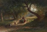 BECKER Ludwig Hugo 1833-1868,Peasant Woman and Children in a Forest,Lempertz DE 2022-05-21