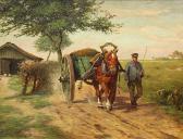 BECKER Oscar 1898-1982,A Farmer and Hay Wagon on a Country Path,Clars Auction Gallery US 2014-03-15