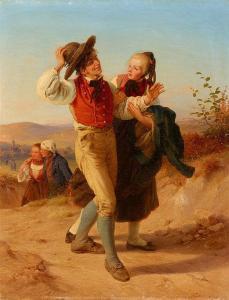 BECKER VON WORMS Jakob,A Odenthal Peasant Couple returning from the Fair,1839,Lempertz 2018-05-16