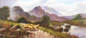 BECKER W. G 1900-1900,Highland scenes with cattle and sheep,20th Century,Woolley & Wallis 2010-06-16