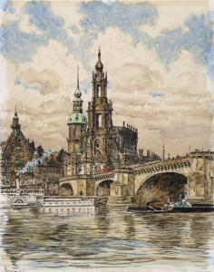 BECKERT Fritz 1877-1962,Dresden – Augustusbrücke mit Blick auf ,1930,Schmidt Kunstauktionen Dresden 2024-03-02