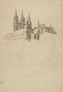 BECKERT Fritz,Meißner Dom / Feldrand / Dorfkirche,1928,Schmidt Kunstauktionen Dresden 2024-03-02