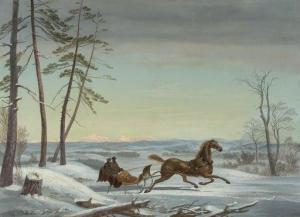 BECKETT Charles E,Winter Sleigh Ride with Mountains in Background,1856,Barridoff Auctions 2020-08-15