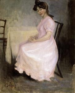 BEDNAR Janos 1900-1900,Pink - Dressed Woman,Kieselbach HU 1998-12-11