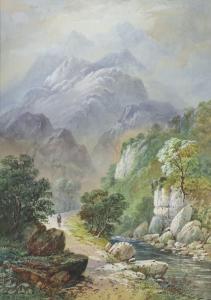 BEECH W.A. 1800-1900,mountainous landscape with figure on a path,Denhams GB 2024-01-24