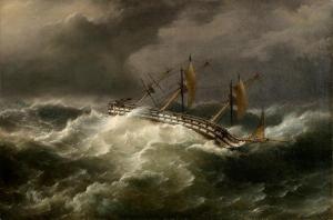 BEECHEY Richard Brydges 1808-1895,Three Master in Rough Seas,1862,Morgan O'Driscoll IE 2022-11-01