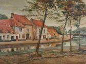 BEECKMAN CESAR 1864-1892,Stadsgezicht met personages nabij het water,Bernaerts BE 2012-02-13