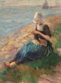 BEEDE Raphael,Breton Woman Knitting Beside the Coast,1908,Weschler's US 2009-09-26