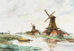 BEEK Alice Dow Engley,Windmills beside river with a man in a boat filled,Quinn's 2010-09-18