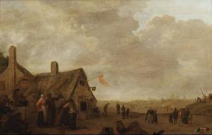 BEELT Cornelis 1640-1702,RÉJOUISSANCES PAYSANNES DEVANT UNE AUBERGE,Kohn FR 2022-02-15