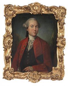 BEENFELDT Ulrich Ferdinandt 1714-1782,A gentleman with allonge wig in red uniform j,Bruun Rasmussen 2020-12-01