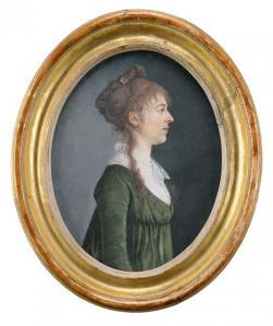 BEER Christian Jakob 1772-1824,Portrait einer jungen Empiredame in grünem Kleid i,Nagel 2017-06-29