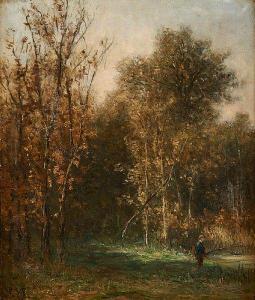BEERNAERT Euphrosine 1831-1901,Pêcheur à la lisière du bois,Horta BE 2021-03-23