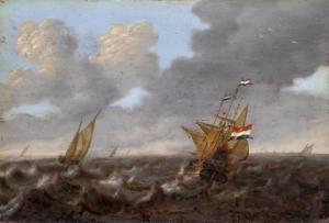 BEERSTRATEN Jan Abrahamsz. 1622-1666,Dutch ships on a choppy North Sea,Venduehuis NL 2022-11-16