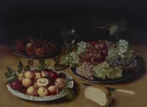 BEERT Osias I 1580-1624,Pewter plates with peaches and grapes, and a porce,Christie's GB 2024-01-31