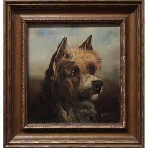 BEEVOR A.F 1880-1889,DOG STUDY (TERRIER MIX),1876,Waddington's CA 2018-07-07