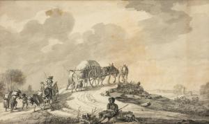 BEGEYN Abraham Jansz. 1637-1697,Boeren herders en reizigers op een landweg,Venduehuis NL 2024-02-28