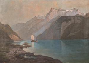 BEGUIN Alfred 1834-1906,Lac des Quatre-Cantons et vue de la Jungfrau,Dogny Auction CH 2015-10-06